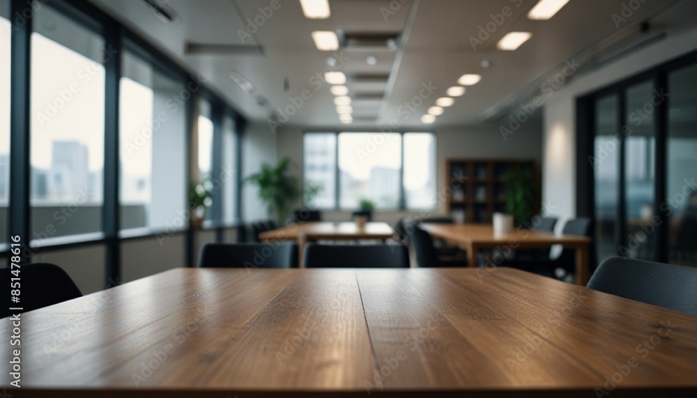 Plain blur view of table. In modern office workplace.. generative ai Plain blur view of table. In modern office workplace.. generative ai