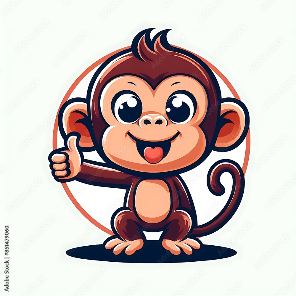 Obraz premium A cartoon monkey design colours drawing graphic giving a thumbs up Illustrative Vibrant.