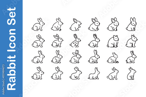 Rabbit line icon set with editable vector collections.