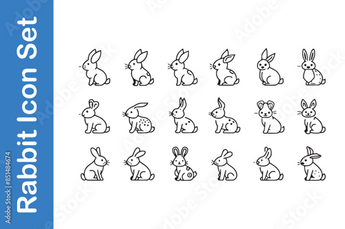 Rabbit line icon set with editable vector collections.