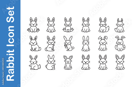 Rabbit line icon set with editable vector collections.