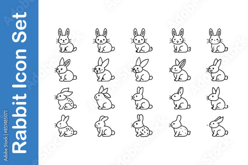 Rabbit line icon set with editable vector collections.