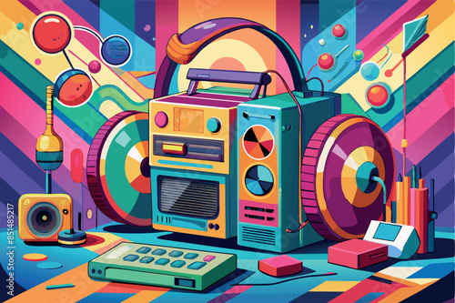 retro music player.  The image evokes nostalgia for past technologies of personal audio entertainment.