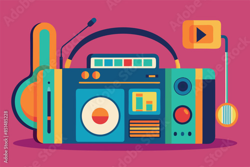 retro music player.  The image evokes nostalgia for past technologies of personal audio entertainment.