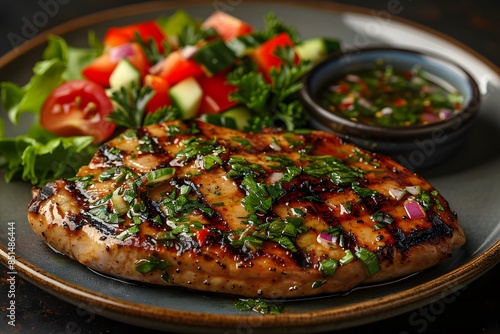 Wallpaper Mural Grilled Chicken Breast with Fresh Herb Garnish and Colorful Vegetable Salad for Healthy Dining Torontodigital.ca