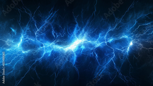 Lightning, blue light, blue lightning in sky, light effects, light, glowing lines, electric energy, vibrant light, intense lightning, sky electricity , high contrast, electric visuals