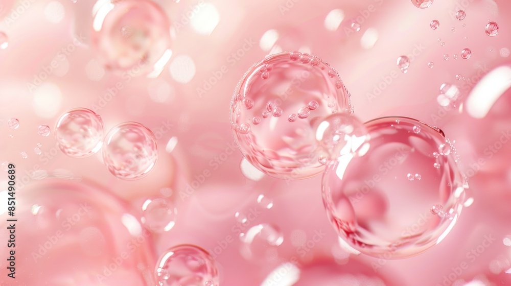 Close-up view of skincare serum bubbles with collagen, emphasizing hydration and smooth skin. Close-up view of skincare serum bubbles with collagen, emphasizing hydration and smooth skin.