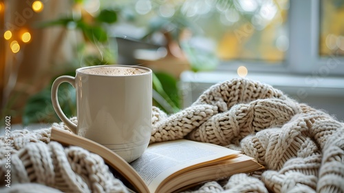 Wallpaper Mural Cozy Weekend Morning with Book Blanket and Coffee Torontodigital.ca