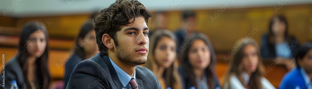 College Debate Team Preparing for National Competition in Classroom Setting College Debate Team Preparing for National Competition in Classroom Setting