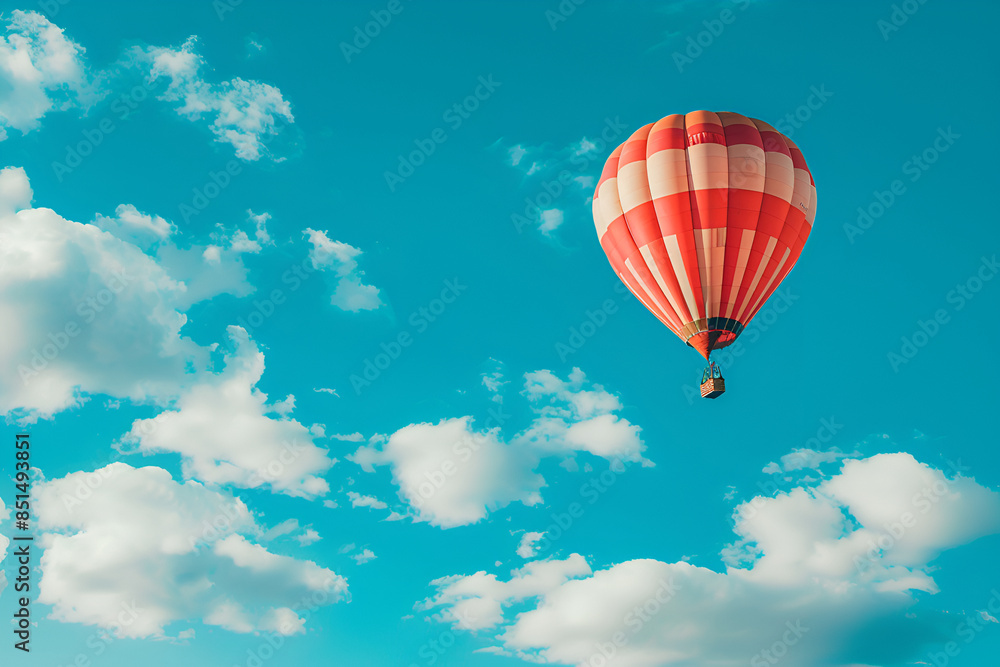 Hot air balloon isolated on turquoise background , Ballooning festival or activity background , Hot air balloon flying over the foggy mountains , Beautiful landscape with hot air balloons and mountain Hot air balloon isolated on turquoise background , Ballooning festival or activity background , Hot air balloon flying over the foggy mountains , Beautiful landscape with hot air balloons and mountain