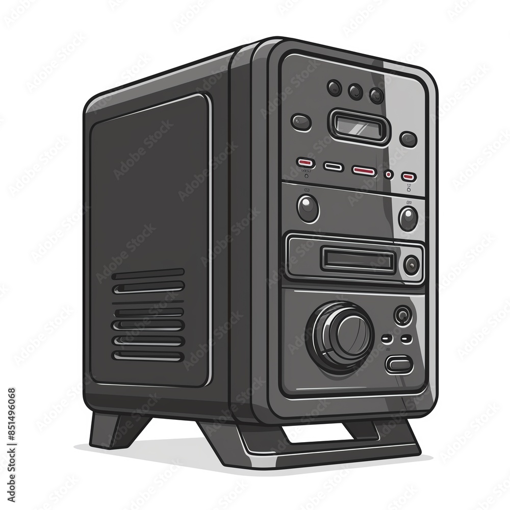 Obraz premium A computer case clipart, computer hardware element, vector illustration, black, isolated on white background