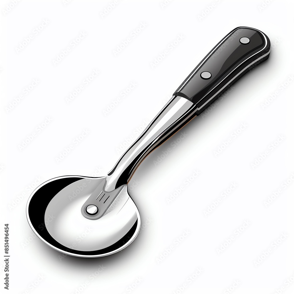 A pizza cutter clipart, kitchen tool element, vector illustration, silver and black, isolated on white background A pizza cutter clipart, kitchen tool element, vector illustration, silver and black, isolated on white background