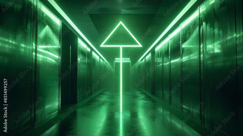 Green Neon Arrow Hallway Green Neon Arrow Hallway