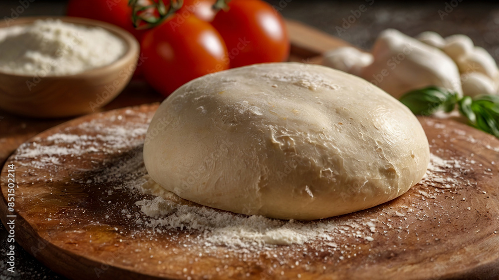 Raw pizza dough on kitchen table, Pizza dough in a kitchen background Raw pizza dough on kitchen table, Pizza dough in a kitchen background