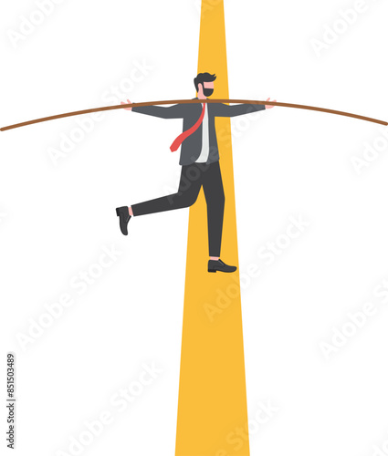 Business man balancing, business concept vector illustration

