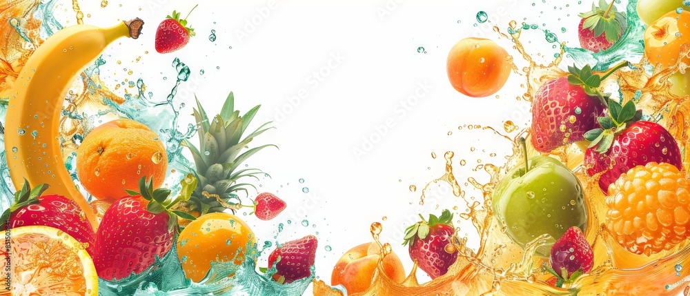 A splash of fruits and berries in juice
A splash of fruits and berries in juice