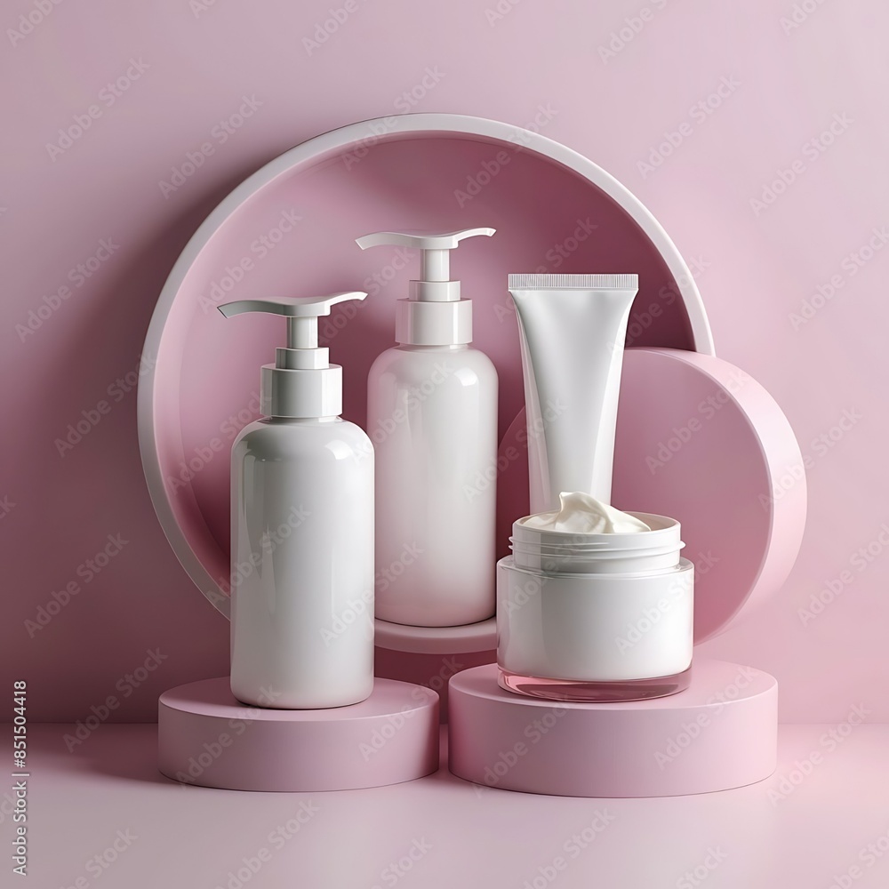 cosmetic product image.pink and white pills on white background,.pink lipstick. cosmetic product image.pink and white pills on white background,.pink lipstick.