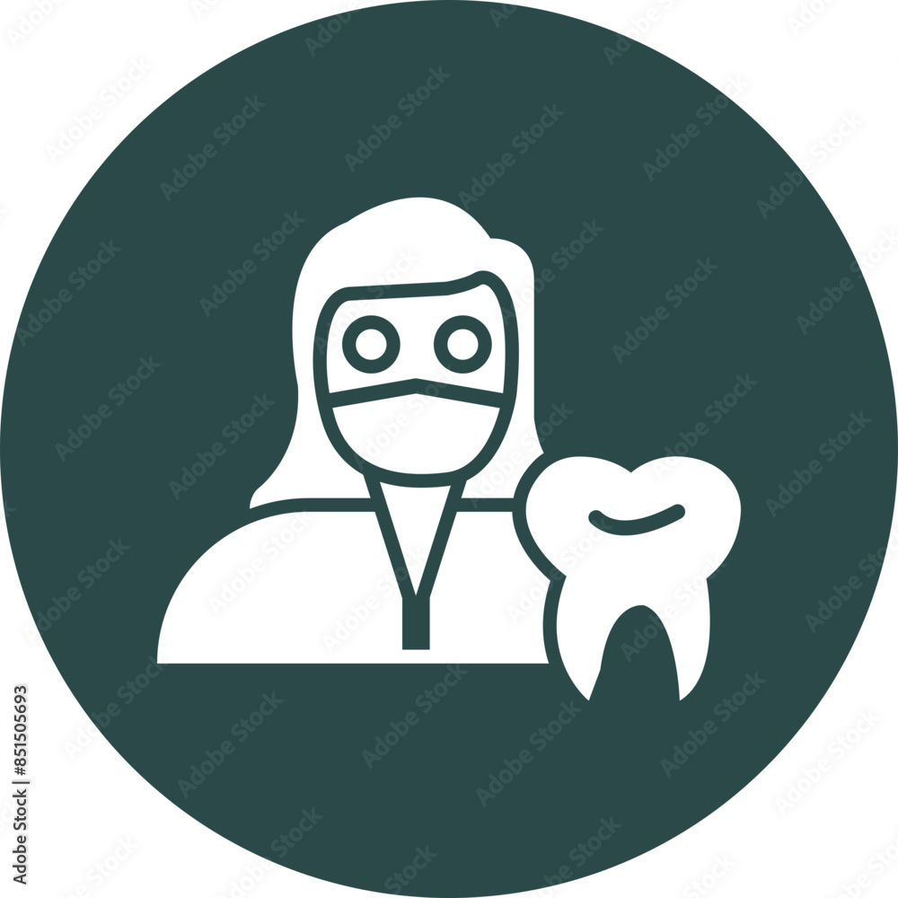 Naklejka premium Female Dentist Glyph Circle Icon