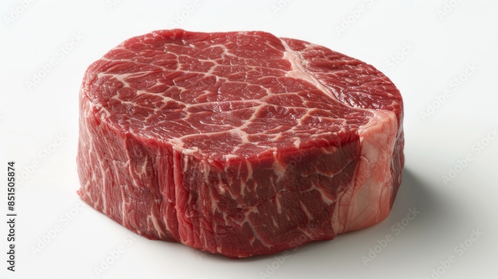 Succulent Tenderloin Steak with Rich Marbling on White Background - Gourmet Food Photography Concept Succulent Tenderloin Steak with Rich Marbling on White Background - Gourmet Food Photography Concept