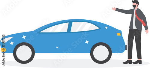 Boss businessman gives a blue car,Gifts for the New Year, excellent for business, Gift bonus

