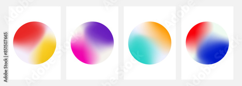 Set of blurred color round shapes. Bright color gradients. Defocused circles for creative graphic design. Vector illustration.	