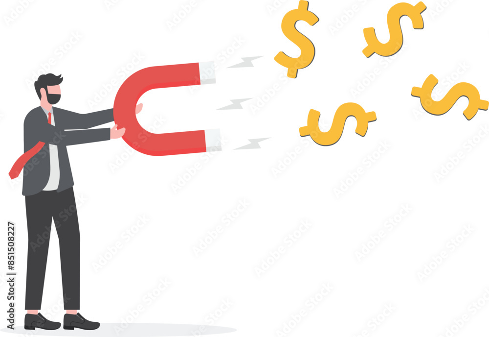 Businessman concept hand using a magnet to attract money gold dollars sign
Businessman concept hand using a magnet to attract money gold dollars sign