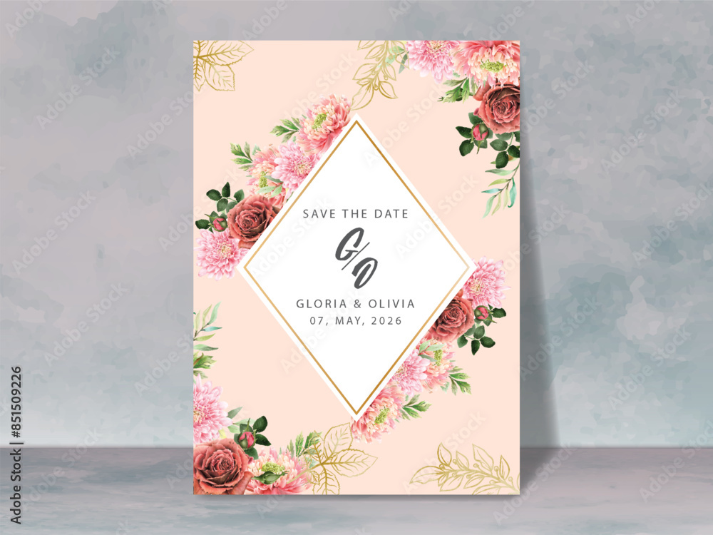 Obraz premium beautiful floral wedding invitation card