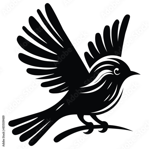 The bird Silhouette Vector Illustration White Background