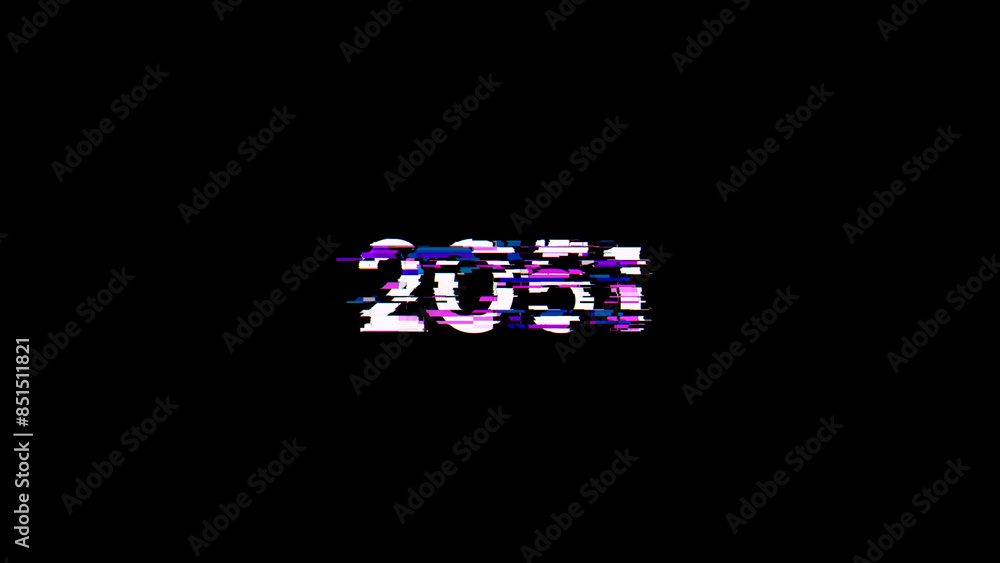 3D rendering 2051 text with screen effects of technological glitches 3D rendering 2051 text with screen effects of technological glitches