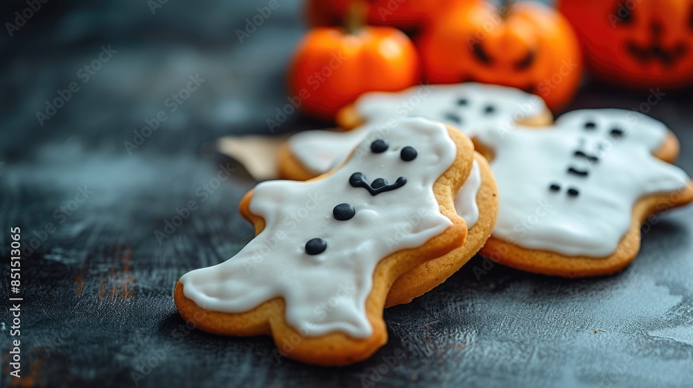 Obraz premium Creepy Confections: Top-Down View of Halloween Sweets