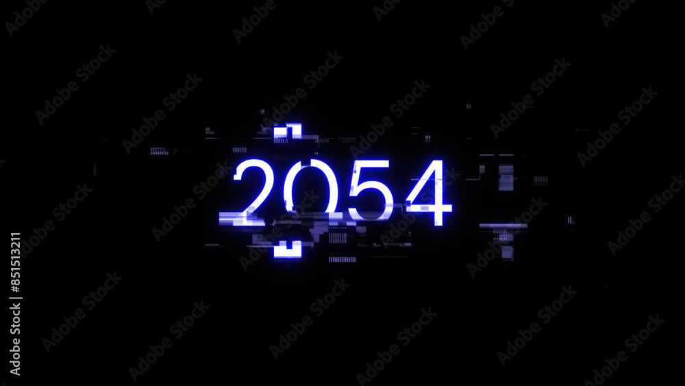 Obraz premium 3D rendering 2054 text with screen effects of technological glitches