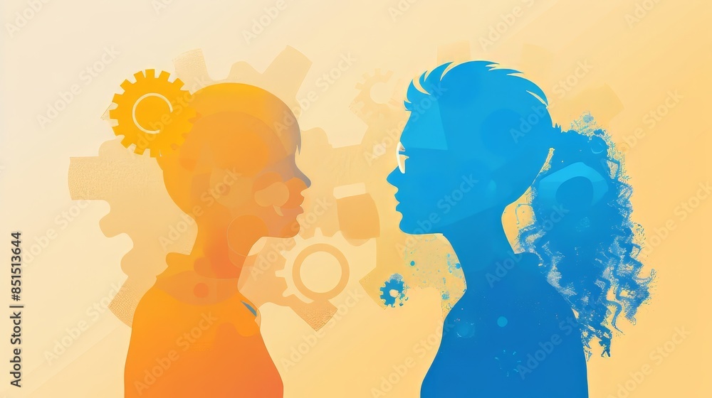 Women Silhouettes Facing Each Other Women Silhouettes Facing Each Other
