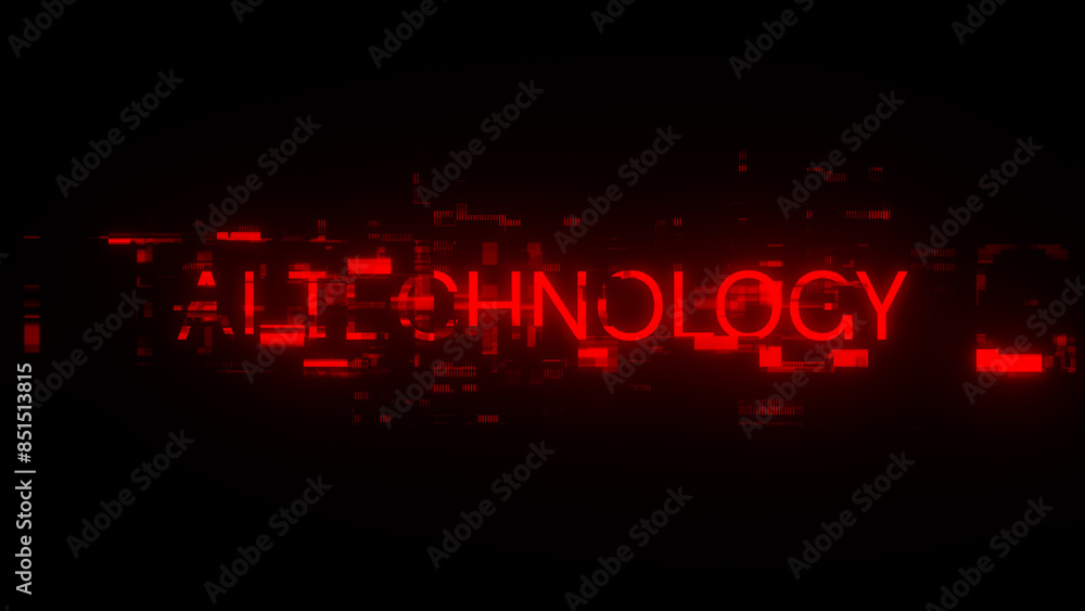 3D rendering Ai technology text with screen effects of technological glitches 3D rendering Ai technology text with screen effects of technological glitches
