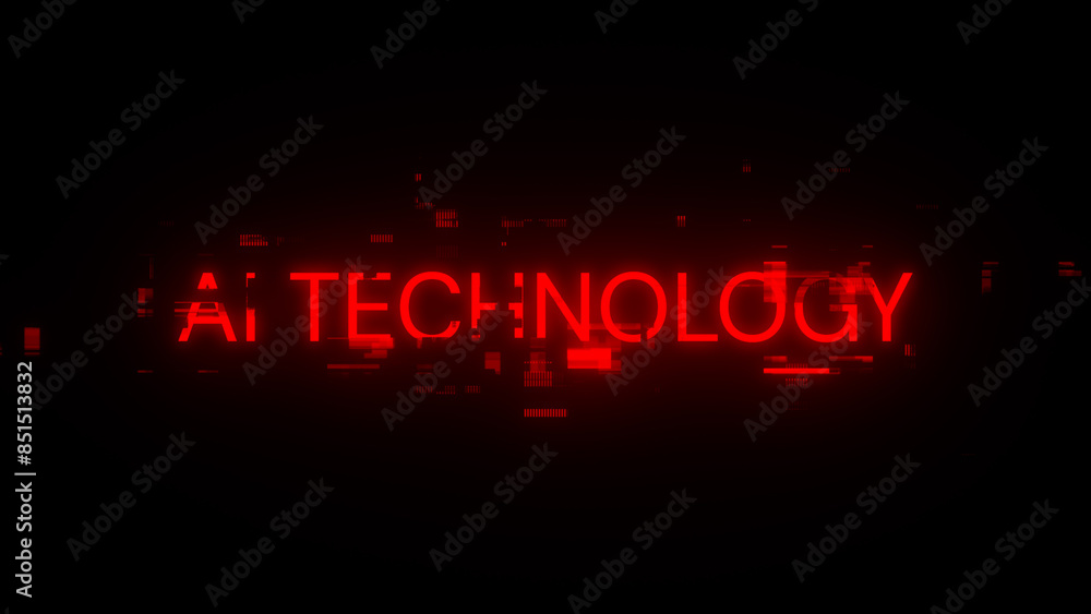 3D rendering Ai technology text with screen effects of technological glitches 3D rendering Ai technology text with screen effects of technological glitches