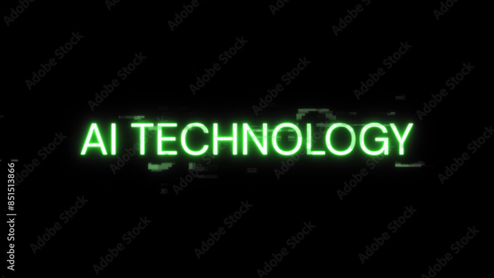 3D rendering Ai technology text with screen effects of technological glitches 3D rendering Ai technology text with screen effects of technological glitches
