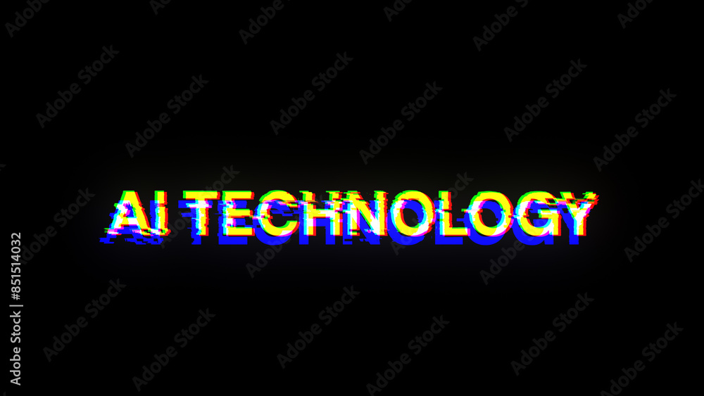 3D rendering Ai technology text with screen effects of technological glitches 3D rendering Ai technology text with screen effects of technological glitches