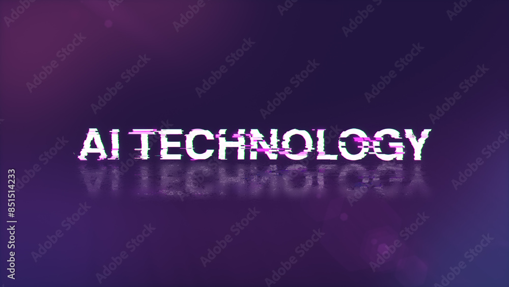 3D rendering Ai technology text with screen effects of technological glitches 3D rendering Ai technology text with screen effects of technological glitches