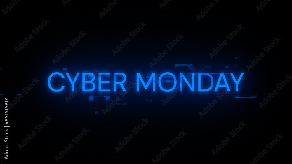 3D rendering cyber monday text with screen effects of technological glitches 3D rendering cyber monday text with screen effects of technological glitches