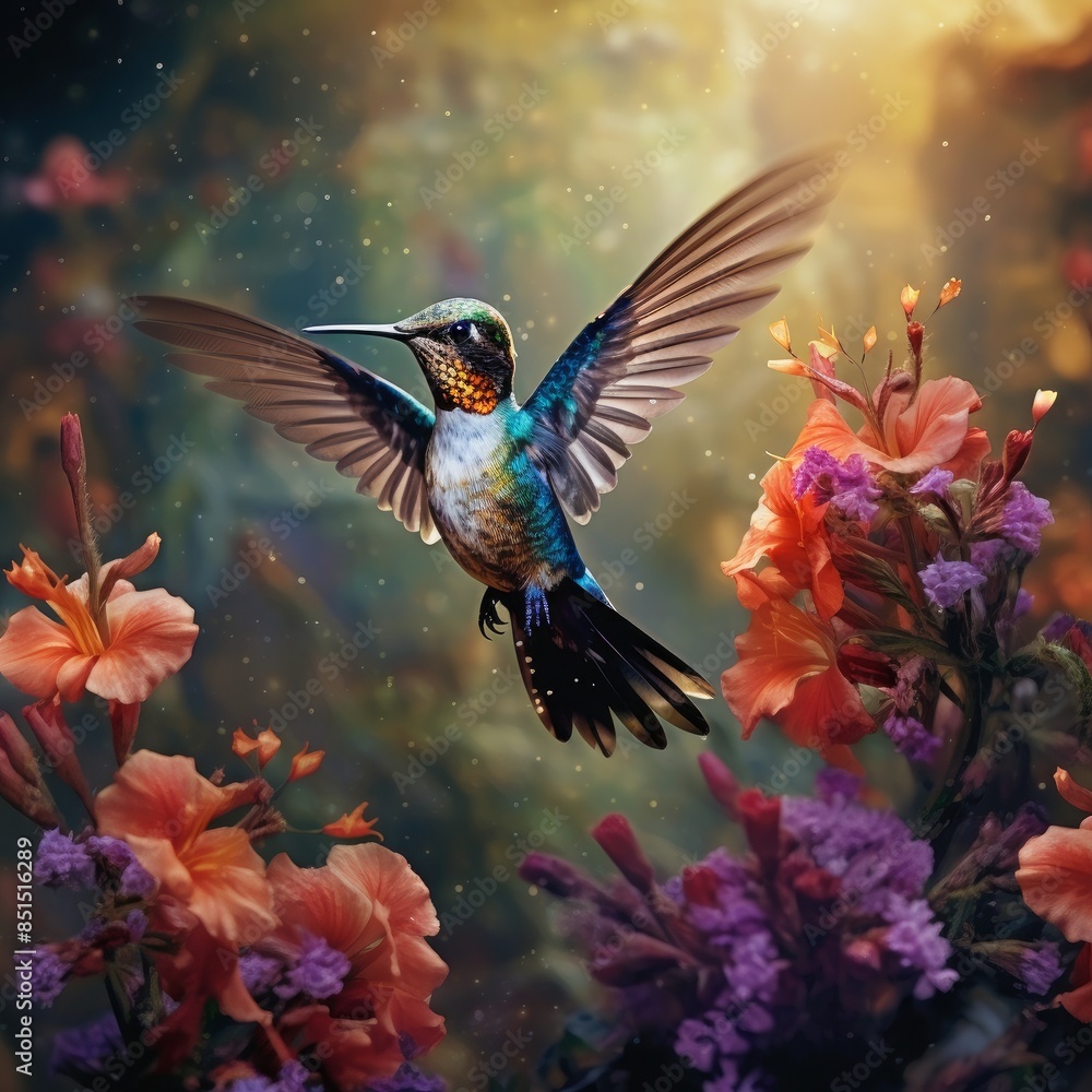 Fototapeta premium A hummingbird is flying