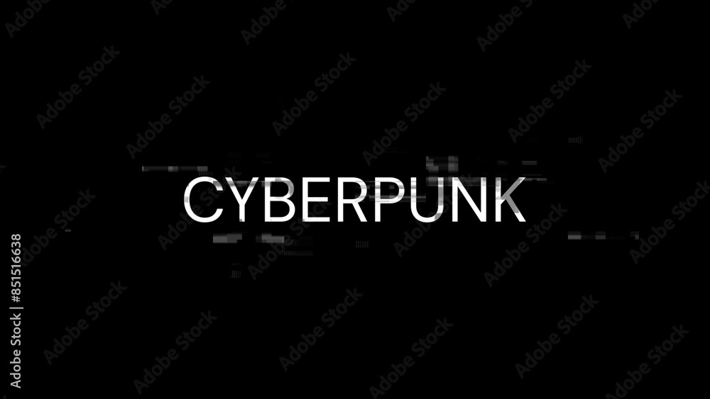 3D rendering Cyberpunk text with screen effects of technological glitches 3D rendering Cyberpunk text with screen effects of technological glitches