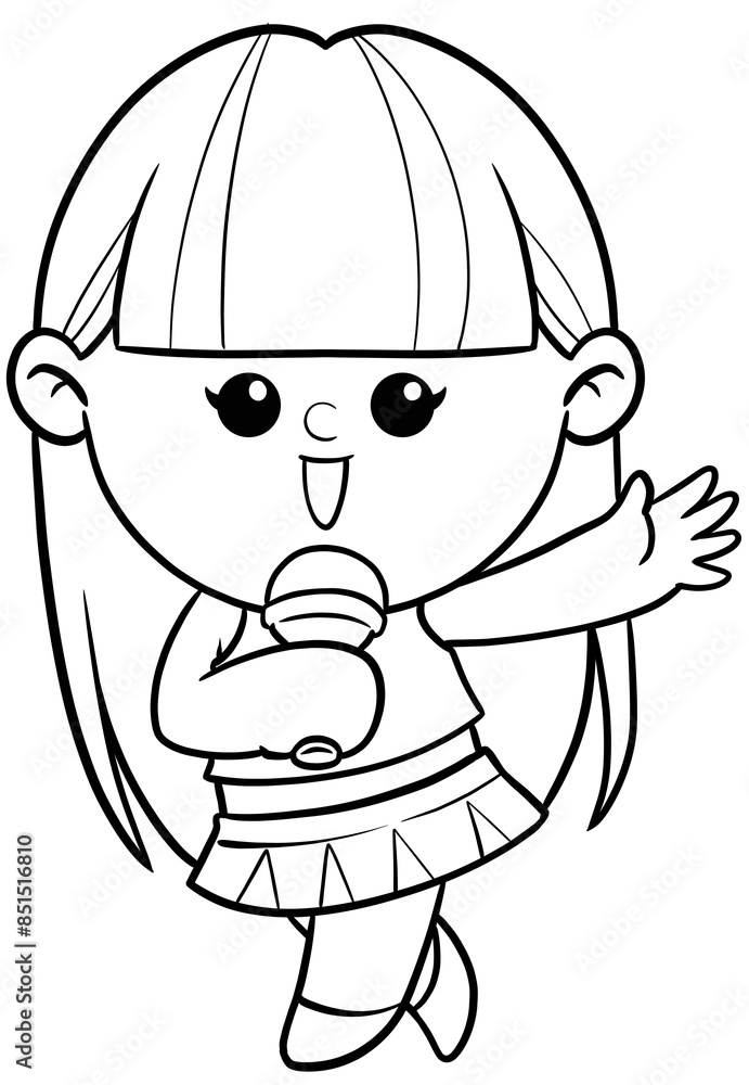 Illustration of Cartoon singer Dream Career and Inspiration for coloring page Illustration of Cartoon singer Dream Career and Inspiration for coloring page