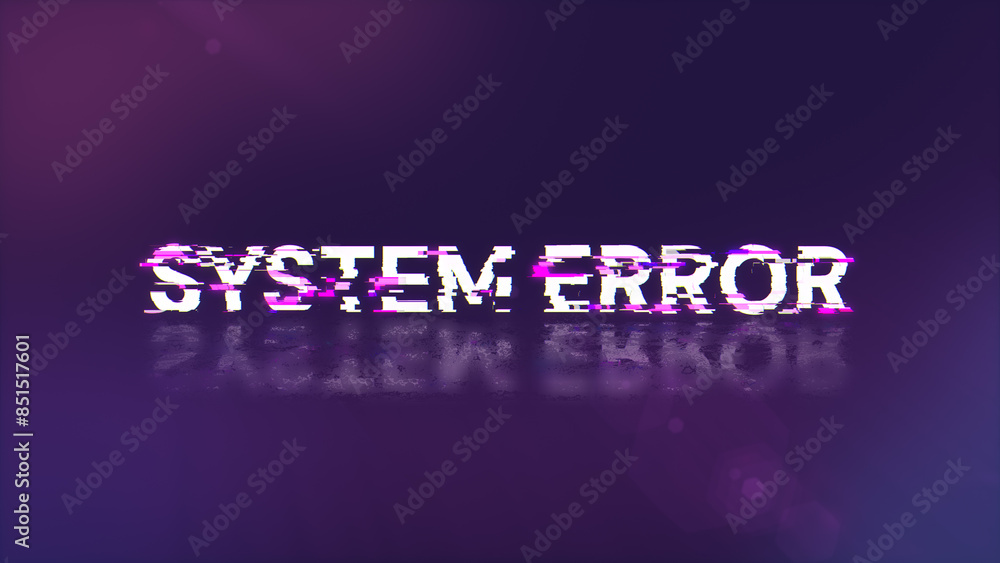 3D rendering System error text with screen effects of technological glitches 3D rendering System error text with screen effects of technological glitches