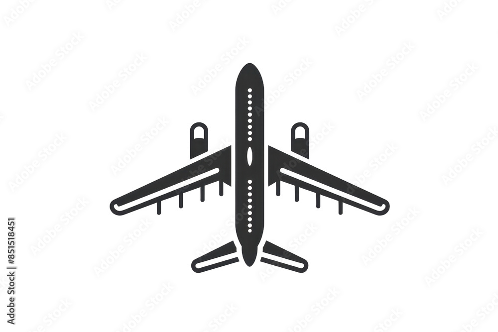 Black and white illustration of an airplane viewed from above, ideal for aviation, travel, and transportation-themed projects. Black and white illustration of an airplane viewed from above, ideal for aviation, travel, and transportation-themed projects.