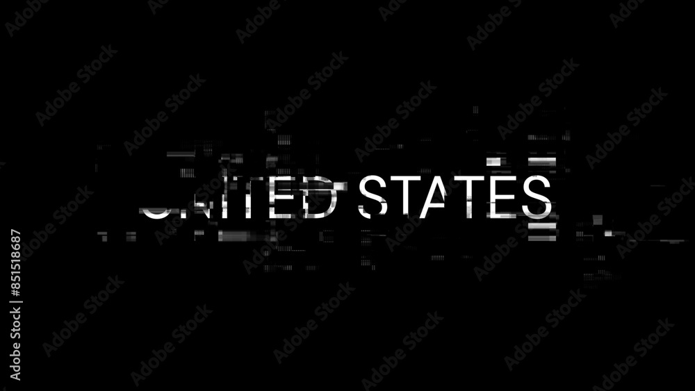 3D rendering United states text with screen effects of technological glitches 3D rendering United states text with screen effects of technological glitches