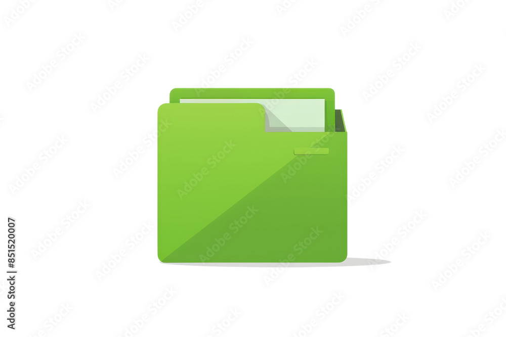 Green file folder icon on a transparent background representing organization, storage, and office work related to digital and physical documents. Green file folder icon on a transparent background representing organization, storage, and office work related to digital and physical documents.