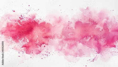 abstract pink watercolor stain with soft edges and uneven texture artistic background on white canvas handpainted illustration photo
