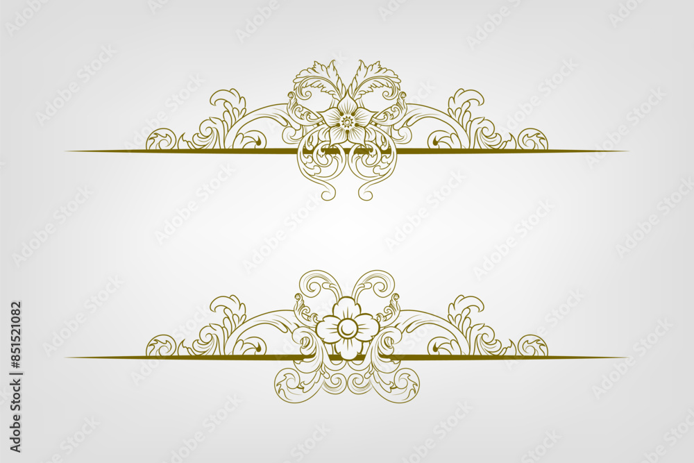 Fototapeta premium Classic Vintage Baroque Victorian Frames Separator Elements Classic Wedding Invitation