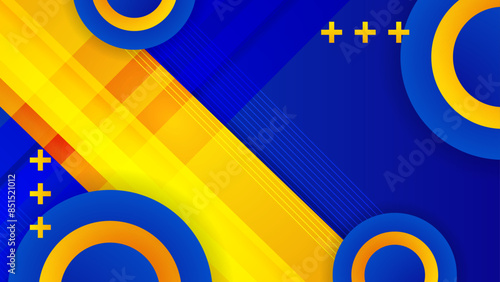 Gradient blue and yellow geometric models background. Simple design template