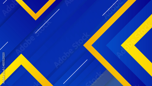 Gradient blue and yellow geometric models background. Simple design template