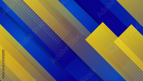 Gradient blue and yellow geometric models background. Simple design template